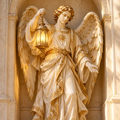 Representação escultórica do arcanjo Uriel